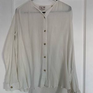 Mille Resort & Travel Long Sleeve Button Front Florine Gauze Blouse